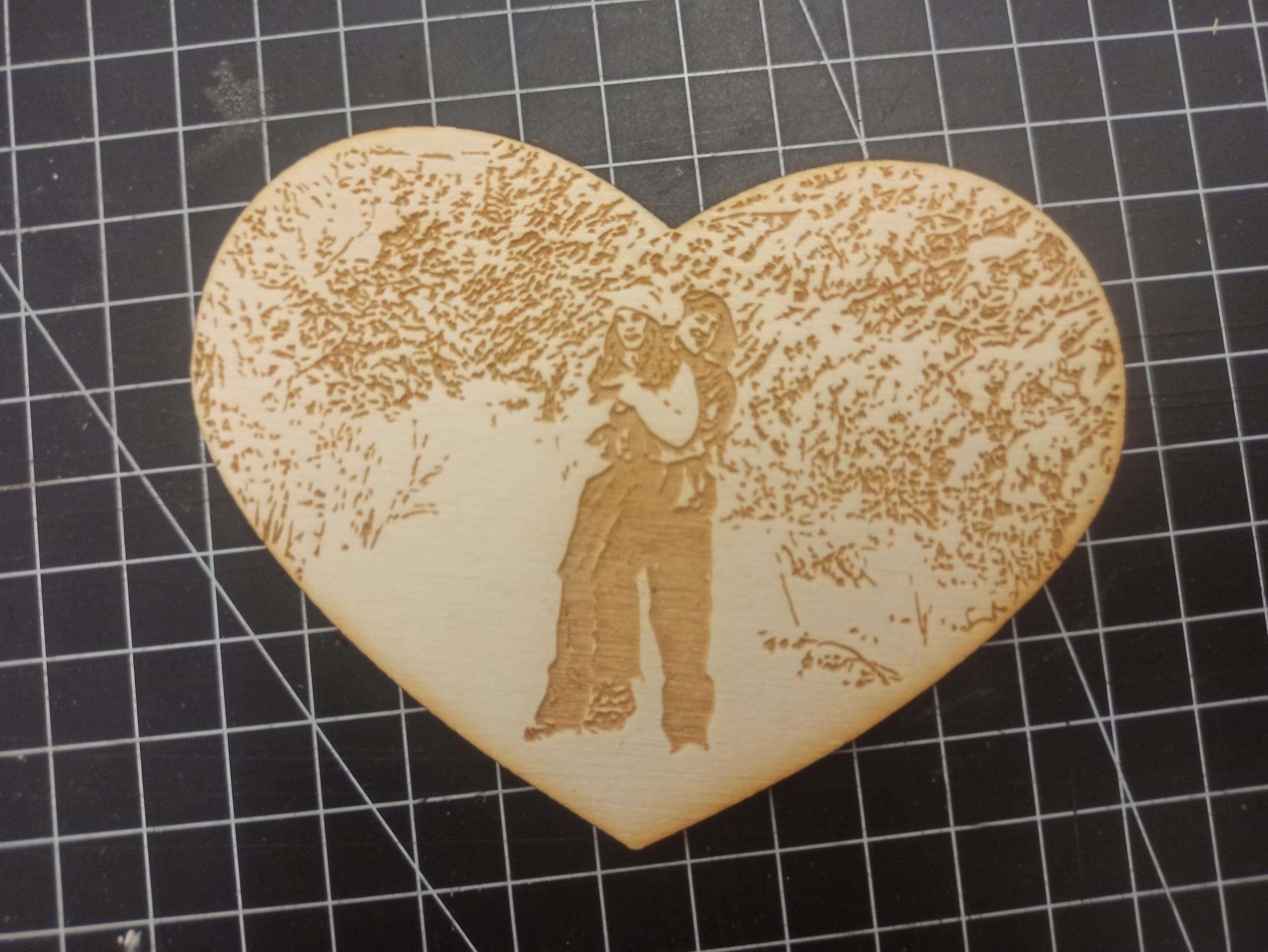 Engraved photo on heart